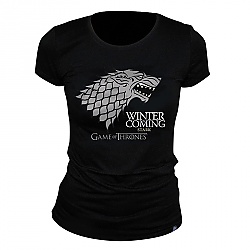 T-SHIRT GAME OF THRONES - "Winter is coming" women's, black L
